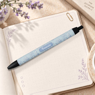 Elegant vintage blue grey toile de jouy black ink pen