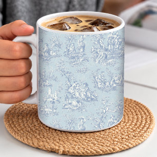 Elegant Vintage Blue Grey Toile De Jouy Coffee Mug