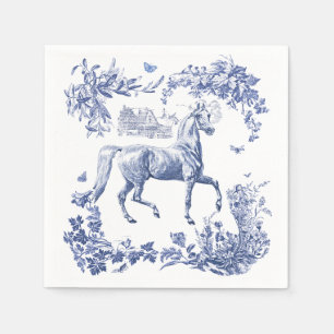 Elegant Vintage Blue Horse Floral Napkin