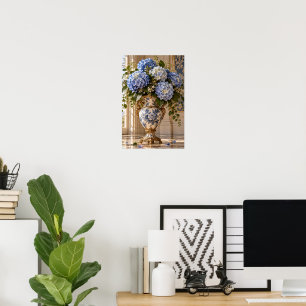 Elegant Vintage Blue Hydrangea Floral Wall Art – B