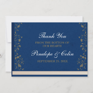 Elegant Vintage Blue Library Book Cover Wedding Thank You Card