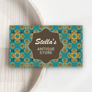 Elegant Vintage Blue Pattern   Antique Dealer Business Card