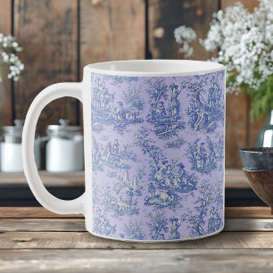 Elegant vintage blue purple toile de jouy  coffee mug