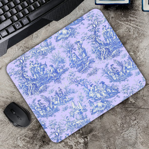 Elegant vintage blue purple toile de jouy mouse mat