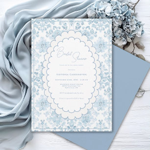 Elegant Vintage Blue Toile Bridal Shower Invitation