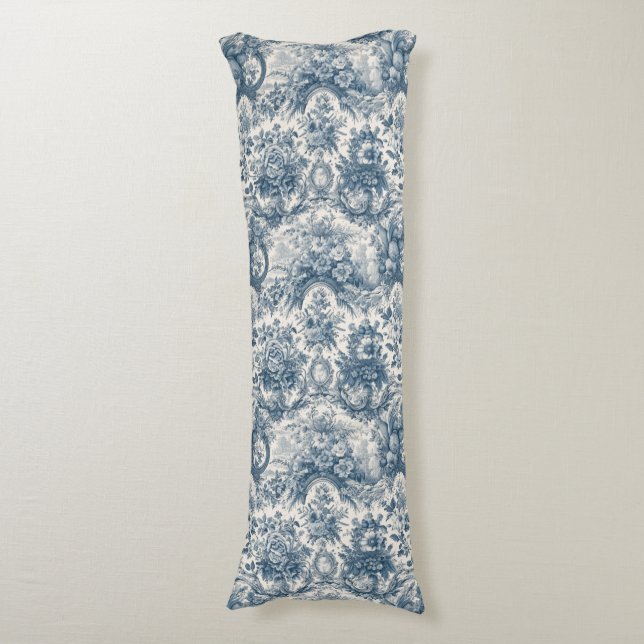 Elegant vintage Blue toile de jouy Body Cushion (Front Vertical)