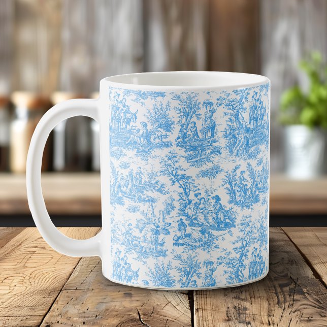 Elegant vintage blue toile de jouy  coffee mug (Creator Uploaded)