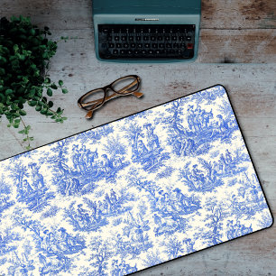 Elegant vintage blue toile de jouy  desk mat