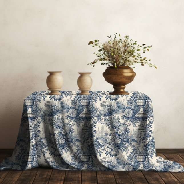 Elegant vintage Blue toile de jouy monogram Tablecloth (Creator Uploaded)