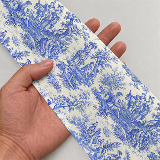 Elegant vintage blue toile de jouy satin ribbon