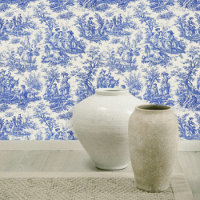 Elegant vintage blue toile de jouy