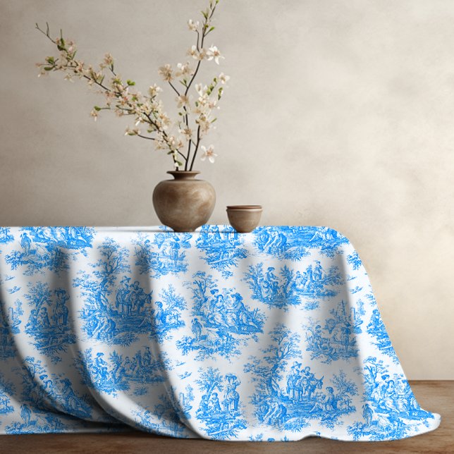 Elegant vintage blue turquoise toile de jouy tablecloth (Creator Uploaded)