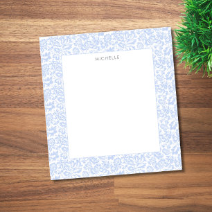 Elegant Vintage Blue Venetian Floral Botanical Notepad