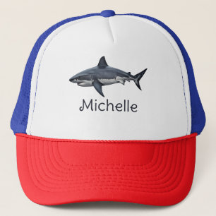 Elegant Vintage blue white shark Personalised Trucker Hat