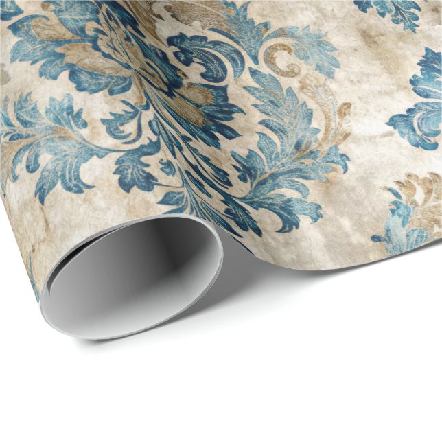 Elegant Vintage Blue  Wrapping Paper (Roll Corner)