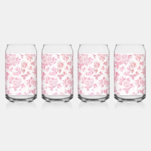 Elegant vintage blush pink botanical floral can glass