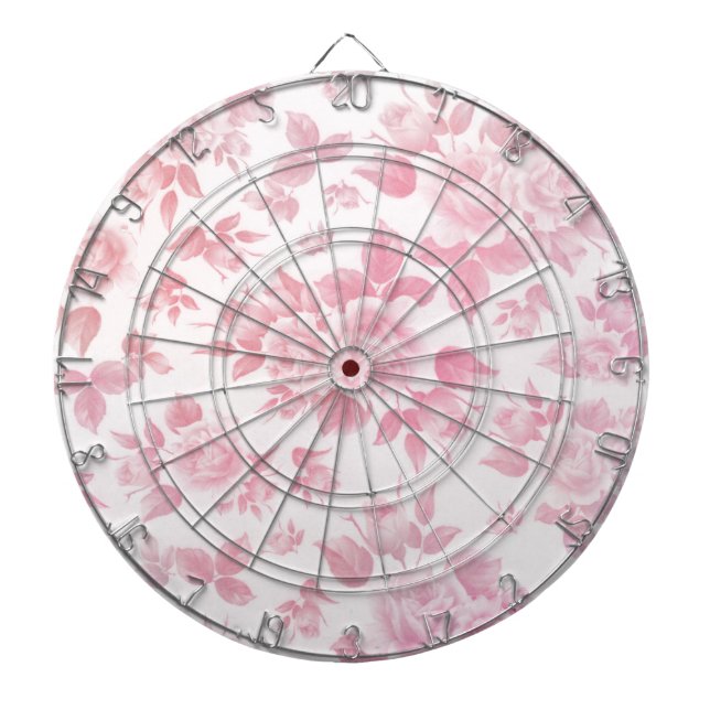 Elegant vintage blush pink botanical floral dartboard (Front)
