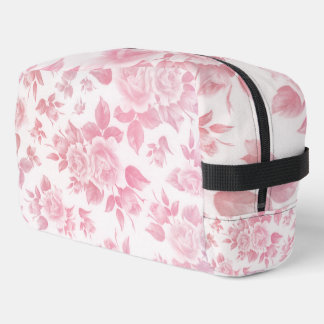 Elegant vintage blush pink botanical floral dopp kit