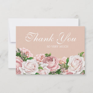 Elegant Vintage Blush Pink Roses Thank You