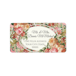 Elegant Vintage Blush Roses Floral Return Address Label