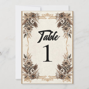 Elegant Vintage Bohemian Floral Wedding Table Invitation