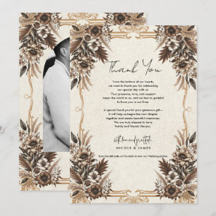 Elegant Vintage Bohemian Floral Wedding Thank You Invitation