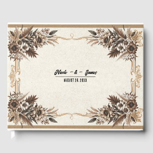 Elegant Vintage Bohemian Floral Wedding Welcome Guest Book