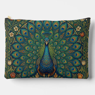 Elegant vintage bohemian peacock design accessory pouch