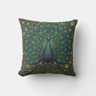 Elegant vintage bohemian peacock design cushion