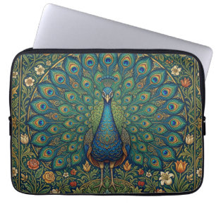 Elegant vintage bohemian peacock design laptop sleeve