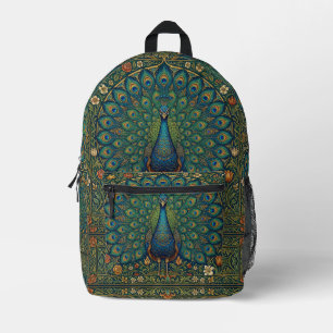 Elegant vintage bohemian peacock design printed backpack