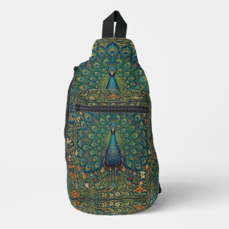 Elegant vintage bohemian peacock design sling bag