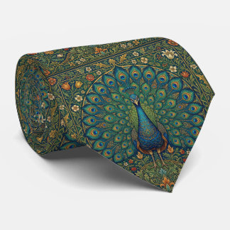Elegant vintage bohemian peacock design tie