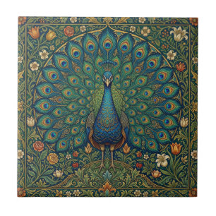 Elegant vintage bohemian peacock design tile