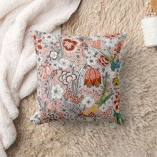 Elegant Vintage Boho Abstract Floral Artwork Cushion