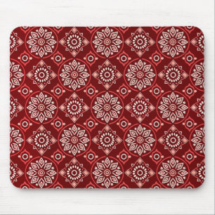 Elegant Vintage Boho Geometric Floral Pattern Mouse Mat
