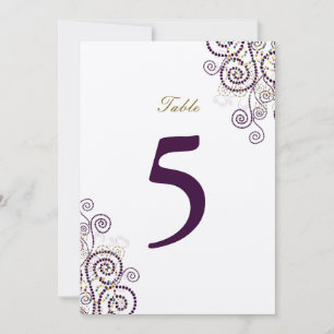 Elegant Vintage Boho Purple Spirals Table Number