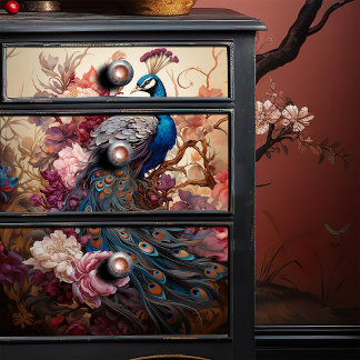 Elegant Vintage Boho Victorian Decoupage Peacock Tissue Paper