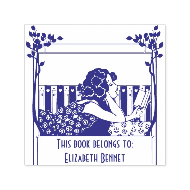 Elegant Vintage Bookplate Self-inking Stamp (Design)