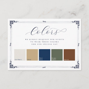 Elegant Vintage Border 5 Colours Wedding Attire Enclosure Card