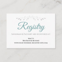 Elegant Vintage Border Teal White Wedding Registry