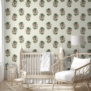 Elegant Vintage Botanical Christmas Roses Floral Wallpaper