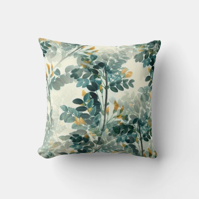 Elegant Vintage Botanical Floral Illustration Cushion (Front)