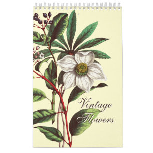 Elegant Vintage Botanical Flower Illustrations  Calendar