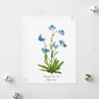 Elegant Vintage Botanical Forget Me Not Flower Holiday Card