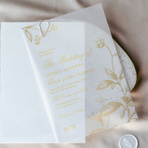Elegant vintage botanical gold calligraphy wedding