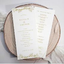 Elegant Vintage Botanical Gold Wedding Program