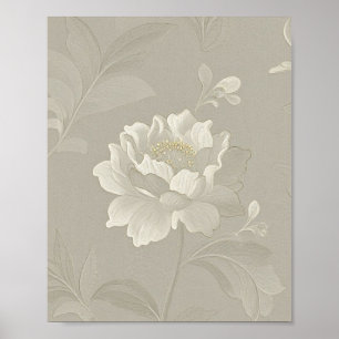 Elegant Vintage Botanical Peony Illustration with Poster