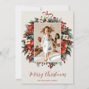 Elegant Vintage Botanical Photo Christmas Card