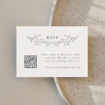 Elegant Vintage Botanical QR Code Wedding RSVP